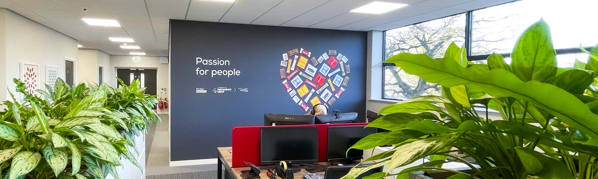 Custom printed tensioned fabric office graphics